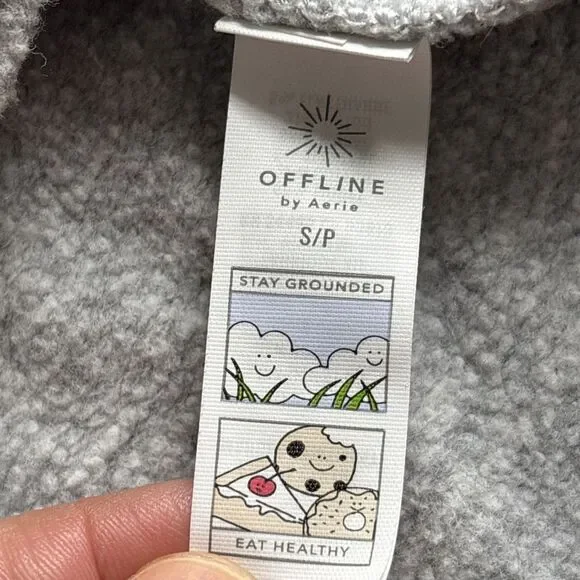 Offline By Aerie Softest Gray Mock Neck Fleece Comfy Light Pullover Sweatshirt S - Picture 8 of 9